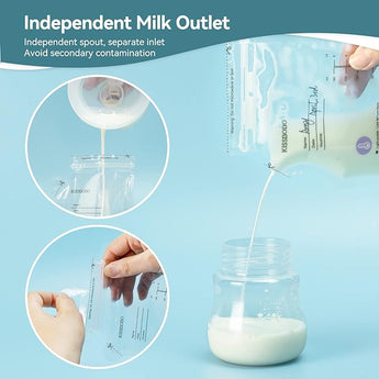 KISSBOBO Breast Milk Storage Bag, Milk Storage Bags Breastfeeding for Freezer, Temperature Sensing Feature, Ready-to-Use,Self-Standing,BPA Free, with Pour Spout 60 Count, 180ML